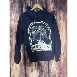 Jetty Hoodie Sweatshirt Veracruz Mens Small Heavyweight Palms Graphic Navy Blue